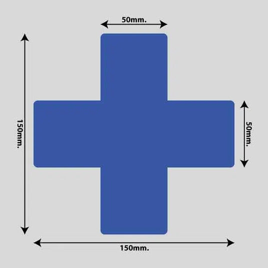 Gulvmarkerings Tape og Symboler.-Blå-Kryds 150mm x 150mm (10 stk. pakke)