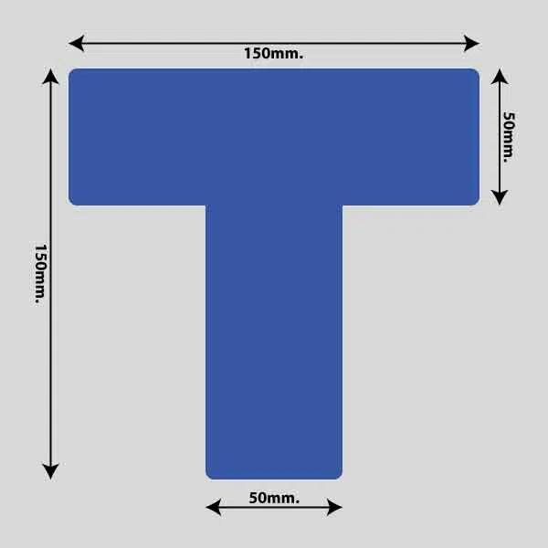 Load image into Gallery viewer, Gulvmarkerings Tape og Symboler.-Blå-T-Markering 150mm x 150mm (10 stk. pakke)
