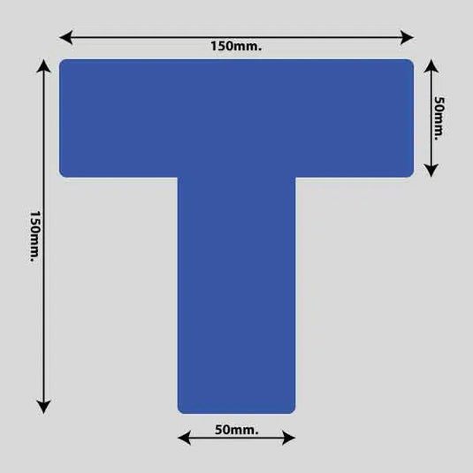 Gulvmarkerings Tape og Symboler.-Blå-T-Markering 150mm x 150mm (10 stk. pakke)