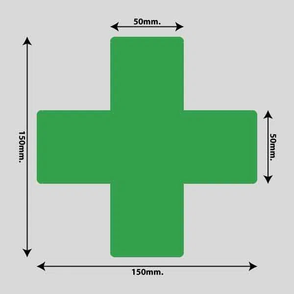 Load image into Gallery viewer, Gulvmarkerings Tape og Symboler.-Grøn-Kryds 150mm x 150mm (10 stk. pakke)
