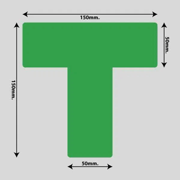 Load image into Gallery viewer, Gulvmarkerings Tape og Symboler.-Grøn-T-Markering 150mm x 150mm (10 stk. pakke)
