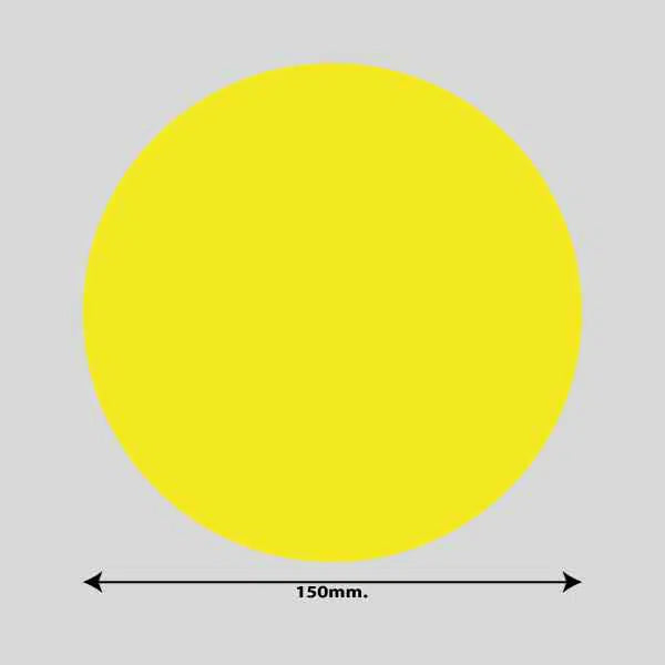 Vis billedet i billedesfremviseren, Gulvmarkerings Tape og Symboler.-Gul-Cirkel Ø150mm (10 stk. pakke)
