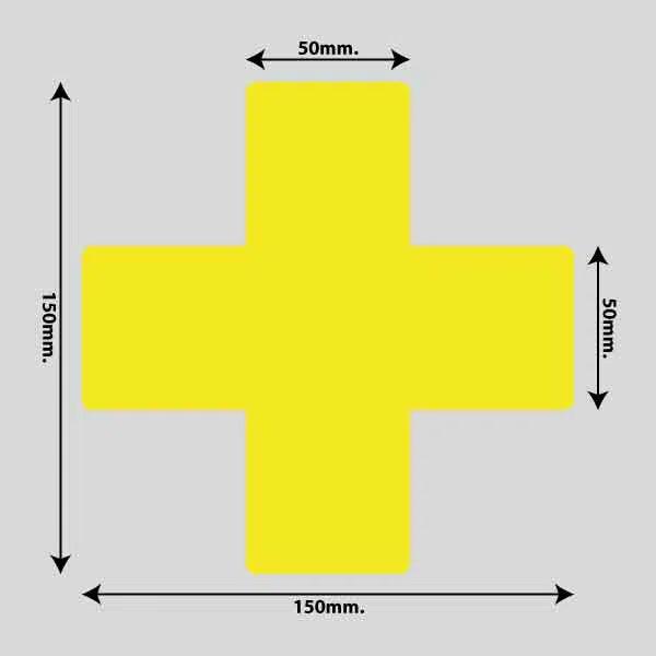 Load image into Gallery viewer, Gulvmarkerings Tape og Symboler.-Gul-Kryds 150mm x 150mm (10 stk. pakke)
