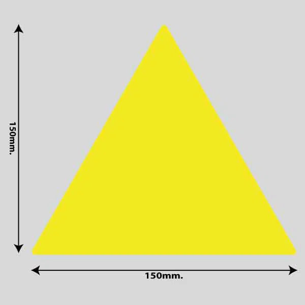 Vis billedet i billedesfremviseren, Gulvmarkerings Tape og Symboler.-Gul-Trekant 150mm x 150mm (10 stk. pakke)
