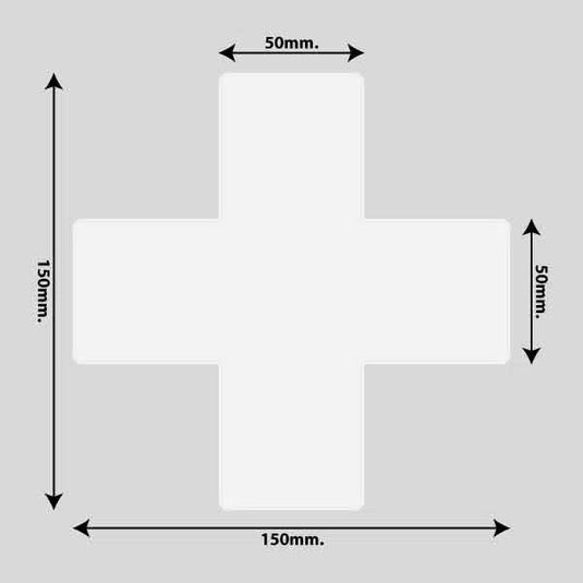 Gulvmarkerings Tape og Symboler.-Hvid-Kryds 150mm x 150mm (10 stk. pakke)