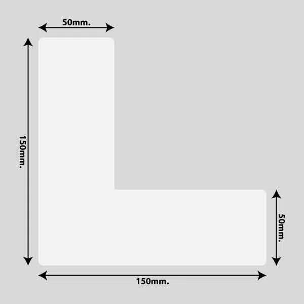 Load image into Gallery viewer, Gulvmarkerings Tape og Symboler.-Hvid-Vinkel 150mm x 150mm (10 stk. pakke)
