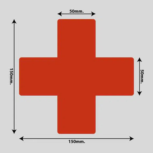 Gulvmarkerings Tape og Symboler.-Rød-Kryds 150mm x 150mm (10 stk. pakke)