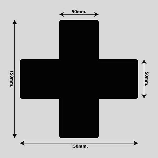 Load image into Gallery viewer, Gulvmarkerings Tape og Symboler.-Sort-Kryds 150mm x 150mm (10 stk. pakke)
