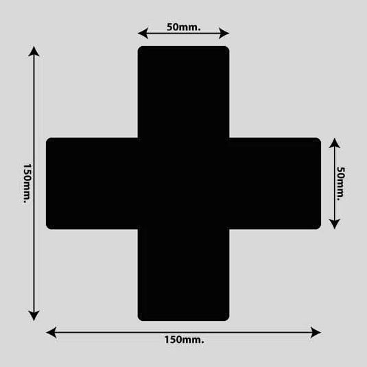 Gulvmarkerings Tape og Symboler.-Sort-Kryds 150mm x 150mm (10 stk. pakke)