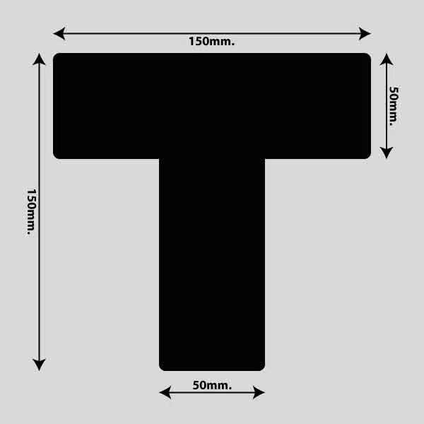 Vis billedet i billedesfremviseren, Gulvmarkerings Tape og Symboler.-Sort-T-Markering 150mm x 150mm (10 stk. pakke)
